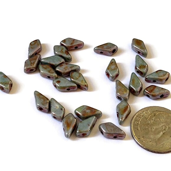 Czech Kite Beads 9 x 5 mm 2-Hole -3 Colors to Choose From - Picture 3 of 4